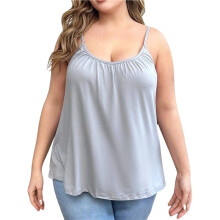 Size Tank Tops for Women Loose Spaghetti Strap Tunic Blouses Gray 4XL