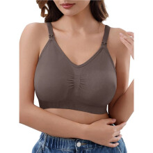 Sleep Postpartum Bras for Breastfeeding Wirefree Maternity V Neck Bra Comfortable Bralette Brown XL