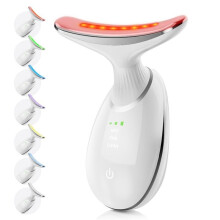 Handheld 7-Kleuren Gezichtstherapie Schoonheidsapparaat, Oplaadbare LED-Foton Gezichtsmassager voor Rimpelverwijdering en Huidverzorging