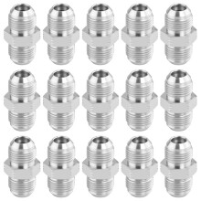 Hydraulic Hose Adapter, 1/2" JIC Male - 1/2" JIC Male, JIC 37 Flare Straight Union Fitting- 15 Pack