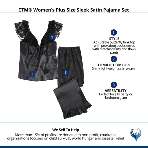 CTM Women's Plus Size Sleek Satin Pyjama Set 1