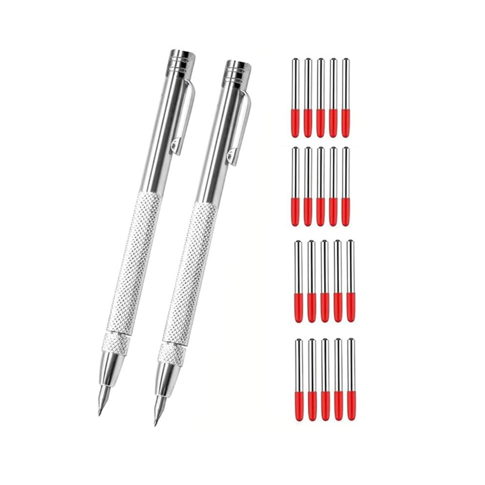 Brecantia 2 Pack Carbide Scriber With Magnet, Metal Scribe, With Extra 20 Replacement Marking Tip