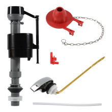 Universal Toilet Flusher Replacement Adjustable Fill Valve,Flapper & Brass Handle Lever-Complete Inside Tank Repair Kit