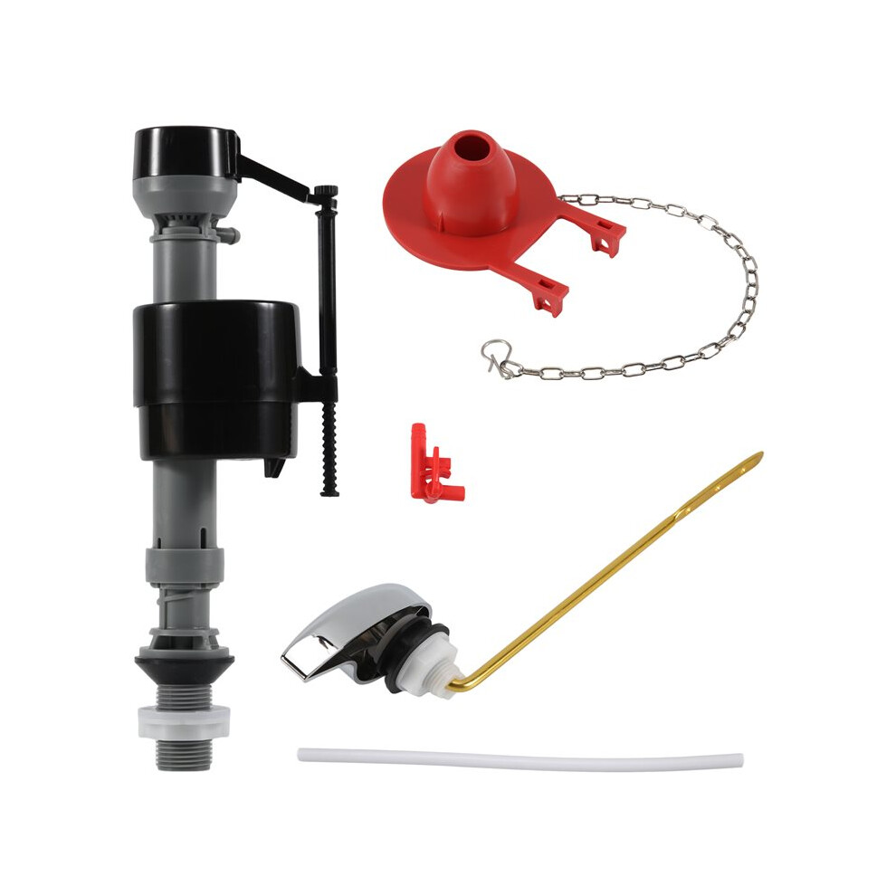 Universal Toilet Flusher Replacement Adjustable Fill Valve,Flapper & Brass Handle Lever-Complete Inside Tank Repair Kit 6031353644836