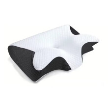 Sleep Memory Pillow Butterfly Memory Foam Neck Pillow Contoured Sleep for Neck Pain Relief Stomach Support Pillow Black
