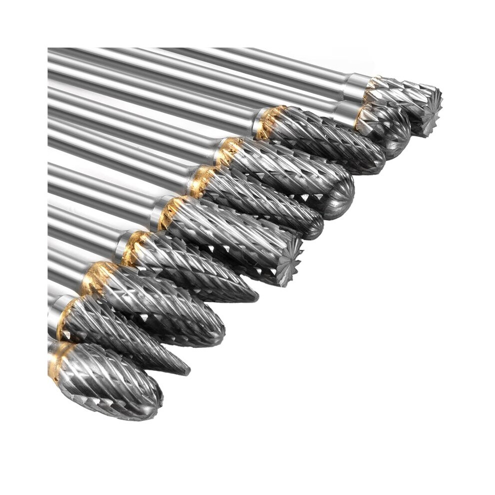 Carbide Burr Set 10Pcs Die Grinder Bits Rotary File Rasp For Attachments Cutting Burrs Metal Grinding Engraving Porting 6033072074789