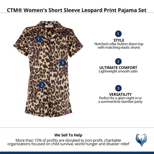 CTM Women's Short Sleeve Leopard Print Pyjama Set 1