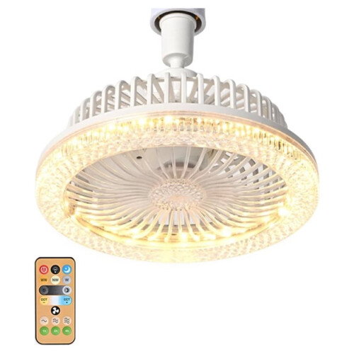 Ventilador de Teto Inteligente com Controle Remoto e Iluminação LED. Base Conversora E27.