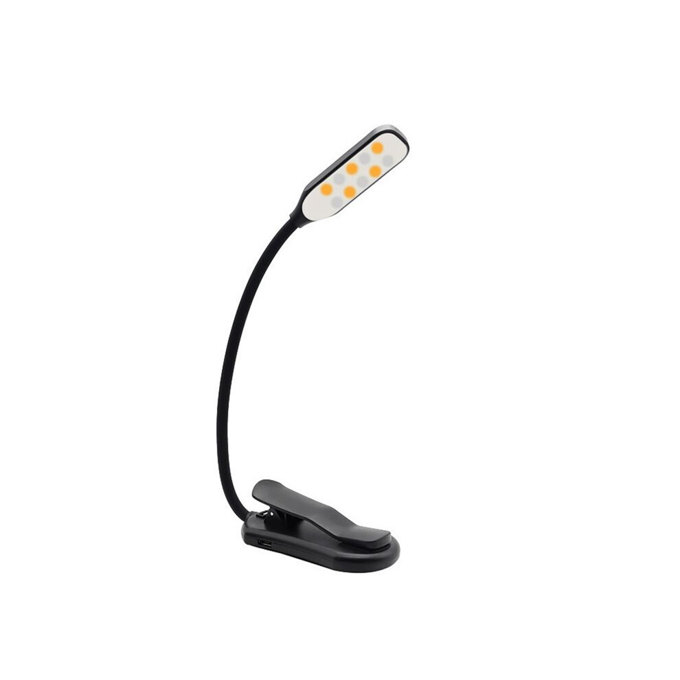 Rechargeable Reading 10 Led Beads With 3 Color Temperatures Portable Book Clip Design & 360 Flexible Gooseneck Light 6033260824554