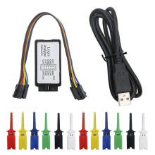 Analyseur Logique USB avec 12 Pinces de Test de 6 Couleurs, Câble USB 24 MHz, 8 Canaux UART, IIC et SPI pour le Débogage