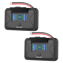 2 Stück 3-Port-USB-Steckdose 12 V für Wohnmobile, 45,5 W, PD 3.0 Typ-C Schnellladung & Zwei USB-A-Anschlüsse, 3,1 A, Wandmontage