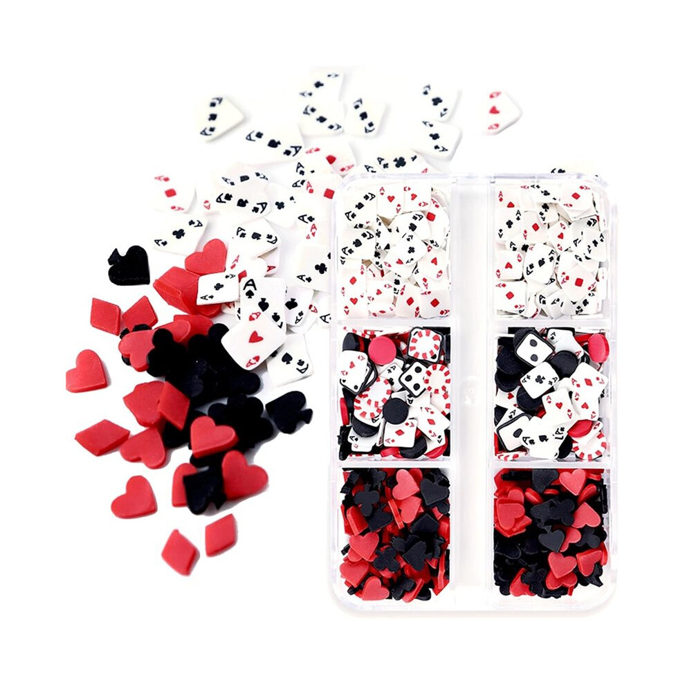 Brecantia 1 Boxes 3D Poker Nail Charms, Polymer Clay Nail Gems For Manicure And Diy Crafts