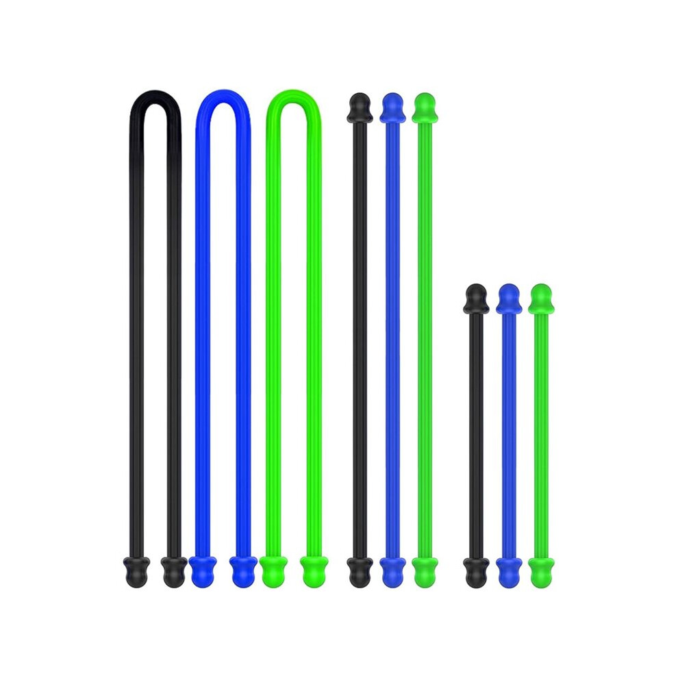 Brecantia 4In 6In 12In Silicone Cable Ties, Reusable Cord Organizer Straps For Earphones, Computer Cords, Home Kitchen 9Pcs
