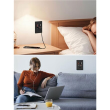 USB C Wall Outlet with GaN PD20W USB-C&USB-A&Retractable USB C/ Cables,Tamper-Resistant,15A 125V,Black