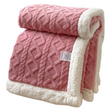 Soft DoubleSided Plush Blanket Pink 1.5x2m Cashmere Throw for Bed Sofa and Travel