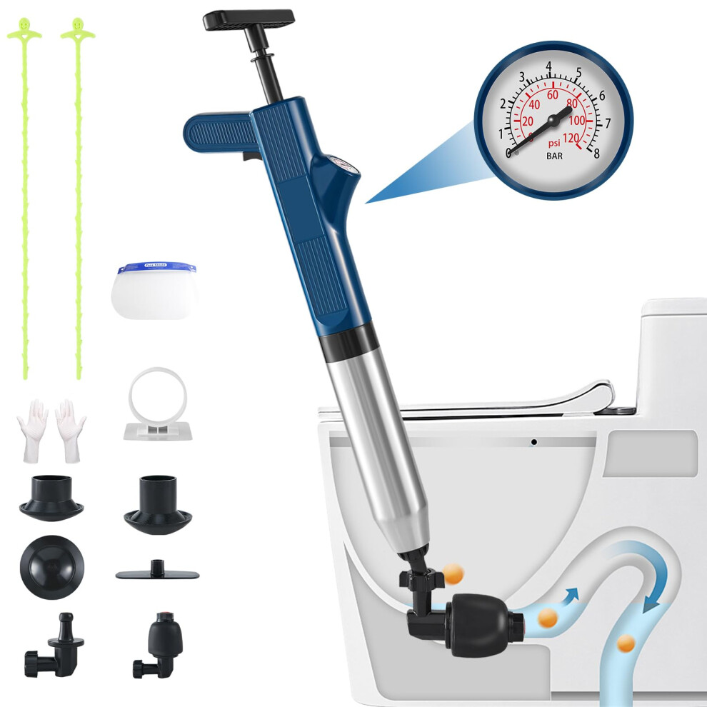 Pressure Air Toilet Plunger And Drain Blaster For Bathroom, Shower, Kitchen Â Realtime Clog Removal 9330225808626