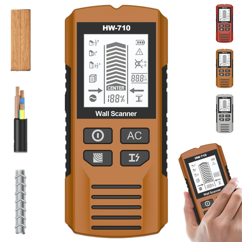 5In1 Wall Scanner Stud Finder With Smart Sensor Detection For Metal, Wood And Cables, Yellow 9310869764953