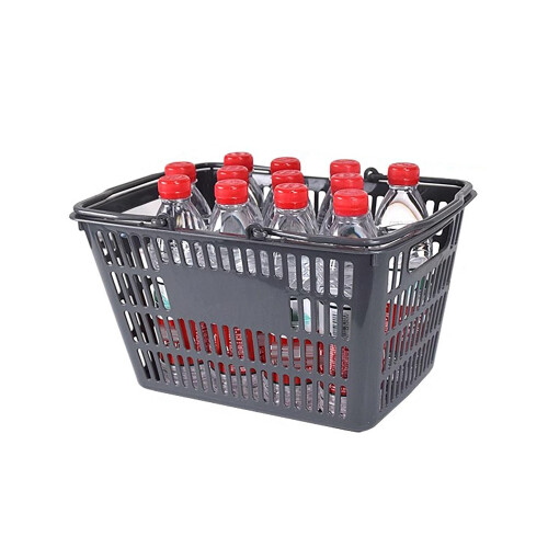 6Pcs Medium Plastic Shopping Baskets with Ergonomic Handles, Durable Stackable Retail Store Set