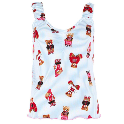 un-bearably cute Ladies Ruffle Tank Teddy Bear Pyjama Set 2