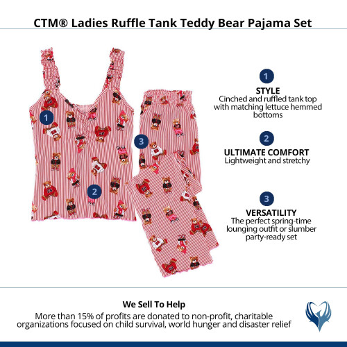 un-bearably cute Ladies Ruffle Tank Teddy Bear Pyjama Set 1