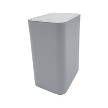 Small Bathroom Trash Can with Lid 2.6 Gallon Narrow Plastic Bin, OdorControl Compact Design Gray