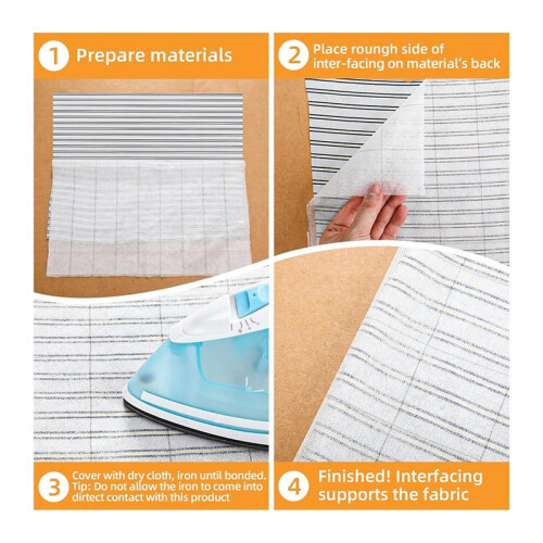 Fusible Interfacing with 2''X2'' Grid Nonwoven Layout Iron  Polyester/Rayon Interfacing for DIY Crafts Supplies 2