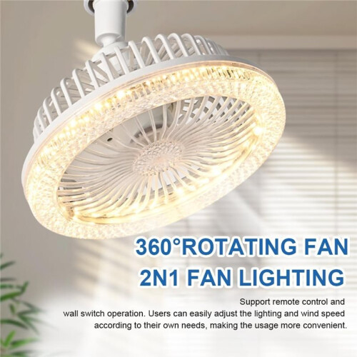 Ventilador de Teto Inteligente com Controle Remoto e Iluminação LED. Base Conversora E27. 2