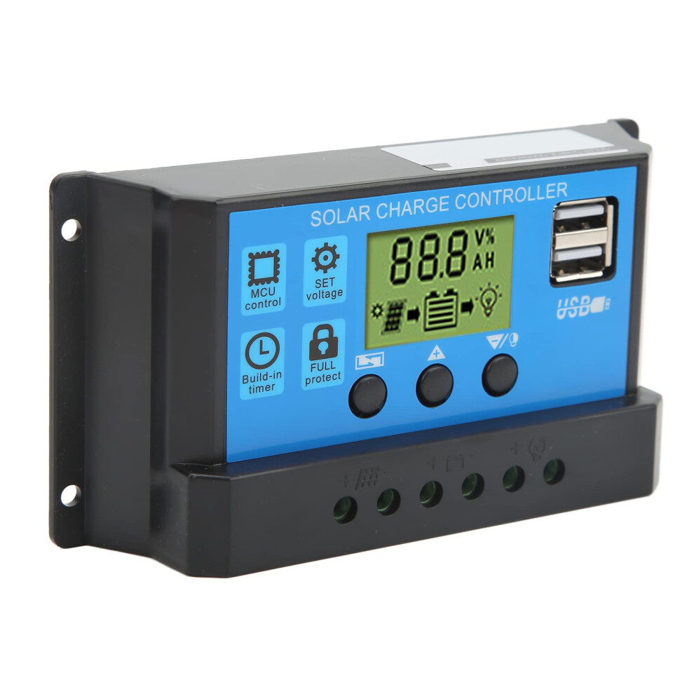 Pwm Solar Charge Controller 12V 24V 10A, Usb Charging Port, Large Lcd Solar Panel Regulator 9310869814030