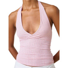 Halter Tops for Women Summer Crop Deep V Neck Blackless Tank Top Going Out Y2k Clothes S