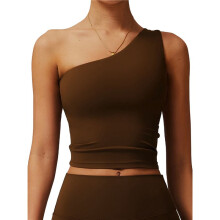 Damen One-Shoulder Tank Tops Ärmellos Slim Fit Cropped T-Shirt Y2k Tops M