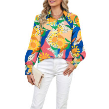 Women 2025 Loose V-Neck Shirts Print Lantern Sleeve Blouse Boho Tops Sunflower XXL