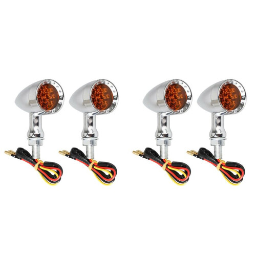 4Pcs Universal Amber Chrome Motorrad LED Blinker Licht Bremse RüCklicht