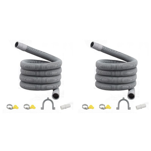 2X Drain Hose Extension Set Universal Washing Machine Hose 1M,Include Bracket Hose Connector and Hose Clamps Drain Hoses