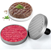Aluminum Alloy Burger Press with Handle, Nonstick Hamburger Patty Maker with 40 Silicone Papers for Uniform Patties