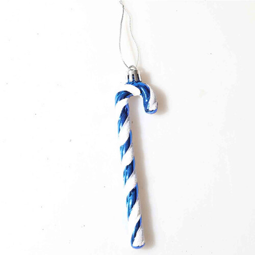 Blue Glitter Candy Cane Ornaments Plastic 6 Pcs 2