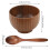 8 Pieces Wooden Handmade Bowl and Spoon for For Rice Miso Serving Home Kitchen Tableware 3