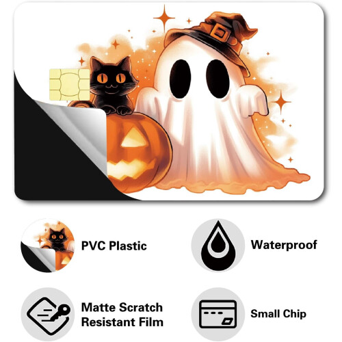 Δέρματα Πιστωτικών Καρτών Halloween με Σχέδιο Κολοκύθας και Φαντάσματα 4 Τεμάχια 2