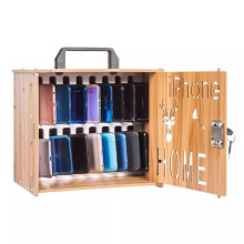 16 Slot Wooden Mobile Phone Storage Cabinet with Lock, Numbered Slots for School Office Conference Use