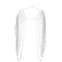 Vintage Harnais Punk Maillot De Corps Maillot D'Épaule Epaulette Chaîne Collier Collier Dangling Gland Argent