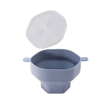 Silicone Microwave Popcorn Bowl Foldable Popcorn Maker Bucket Bowl with Lid Folding Popcorn Kitchen Baking Tool Gray