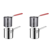 2X Pentola per Friggere con Cestello Friggitrice In Acciaio Inossidabile per Friggere Pesce, Gamberetti, Pollo e Patatine Fritte