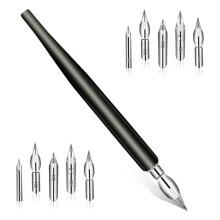Ensemble de 11 Plumes Comiques avec 10 Plumes de Remplacement en Acier Inoxydable pour Écriture, Dessin, Signature, Esquisse