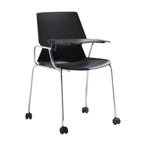 Folding Training Chair with Writing Board, SpaceSaving Office Study Chair, PP Plastic Orange Armless
