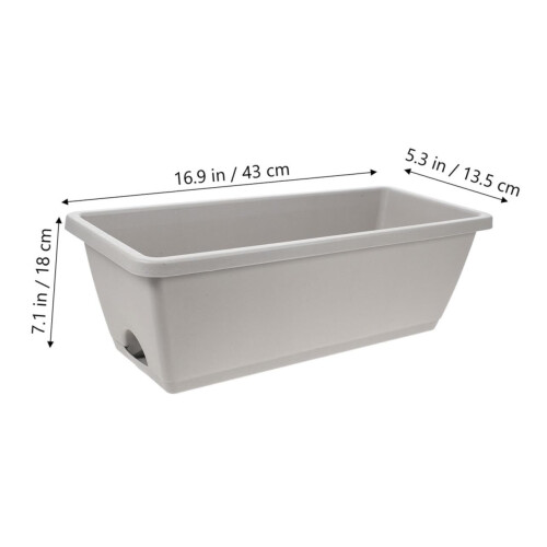 Resin Planter Box with Efficient Drainage and Saucer, Rectangular Flower Pot for Herbs and Indoor Garden 1