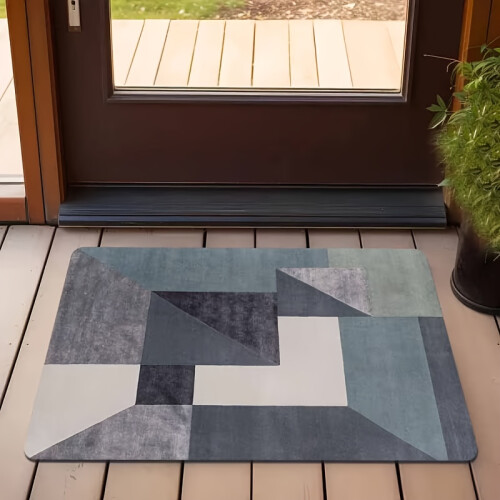 (50*80cm) 1pc Kitchen Mat, Inch Kitchen Floor Mat, Gray Geometric Pattern Printed Mat, Thickened 1