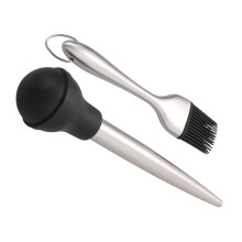 Stainless Steel Basting Brush Set with Silicone Bulb Marinade Injector for BBQ and Cooking