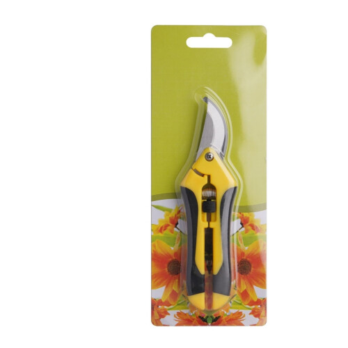 Pruning Shears with Ergonomic Grip for Fruit and Grape Harvesting, Yellow and Black Garden Scissors