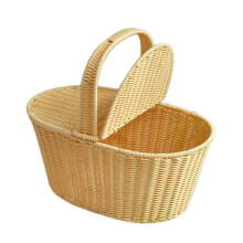 Masă de vin pentru coș de picnic, masă de vin pliabilă, tavă de servire integrată din ratan cu mâner pentru luat masa în aer liber, material