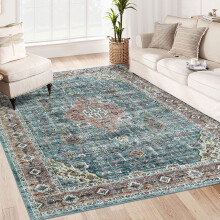 Persian area rug washable low pile 4 ft x 6 ft