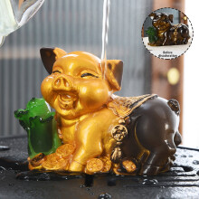 Lucky Pig Tea Pet Resin Statue Farveskiftende